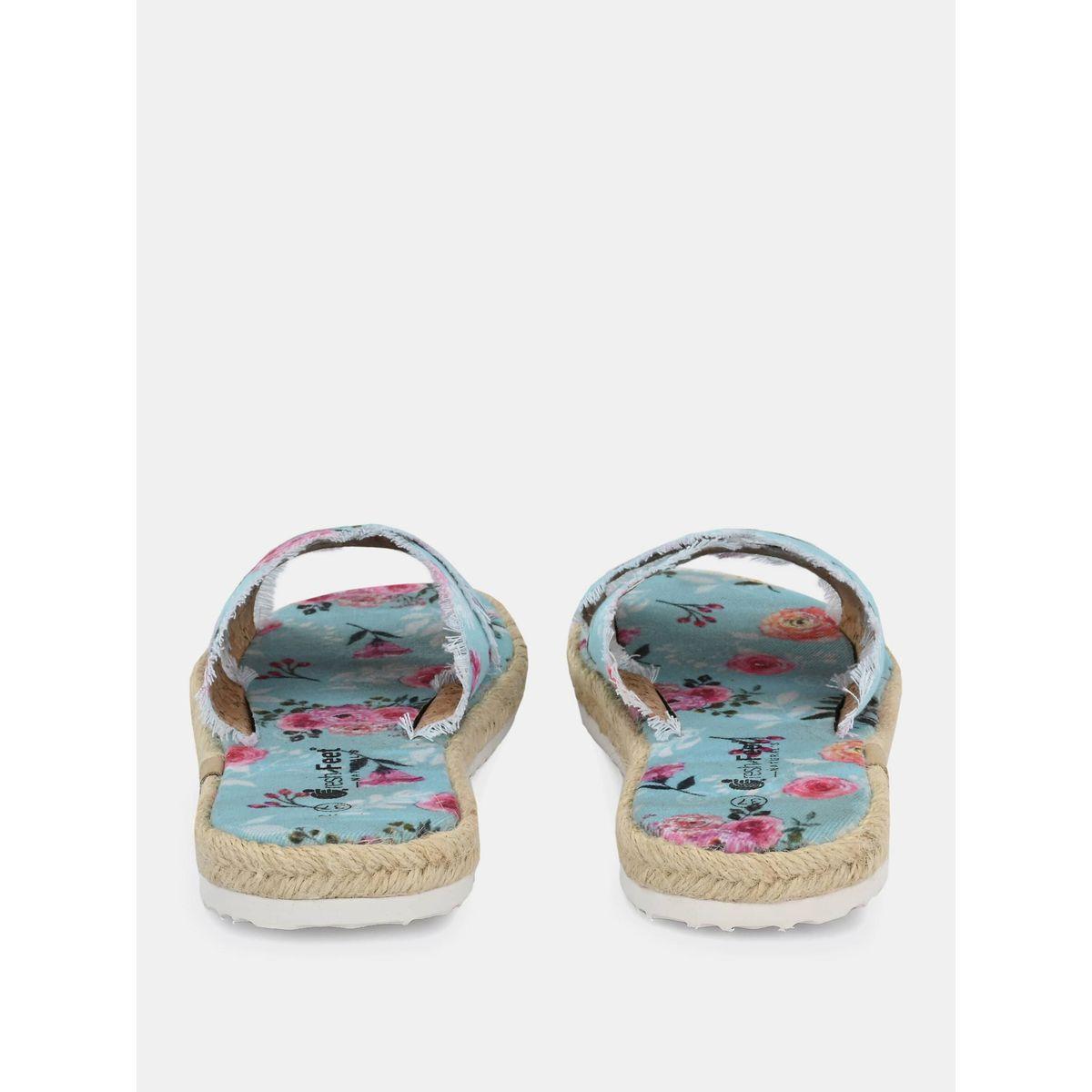 Fresh Feet X Styli  Frayed Trim Cross Strap Floral Print Flat Sandal-women-shoes-sandals-flats-image-9