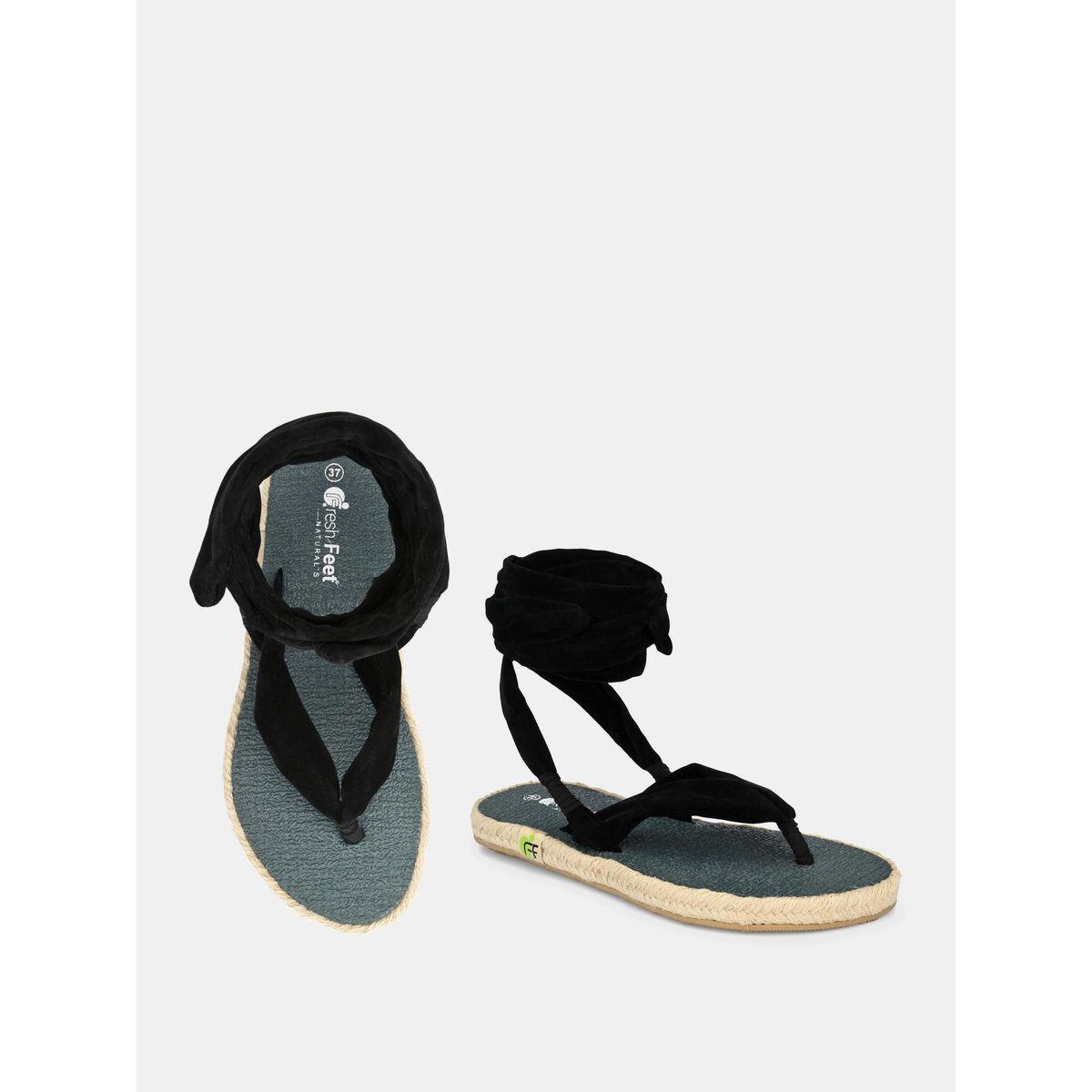Fresh Feet X Styli  V Strap Ankle Tie Up Flat Sandals-women-shoes-sandals-flats-image-4