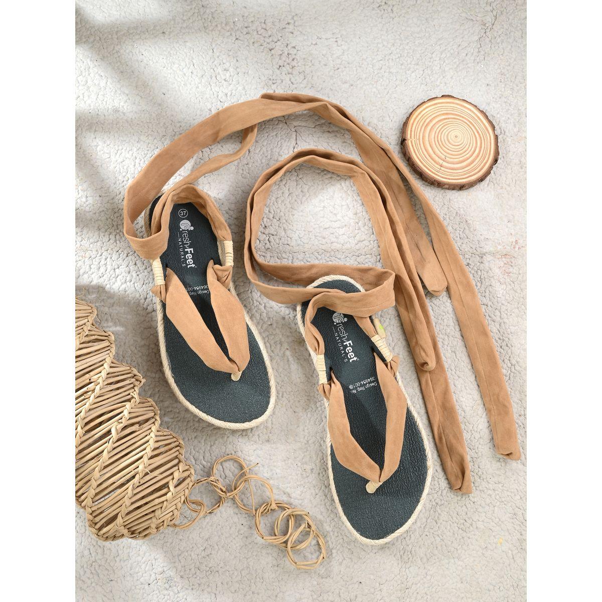 Fresh Feet X Styli  V Strap Ankle Tie Up Flat Sandals-women-shoes-sandals-flats-image-1