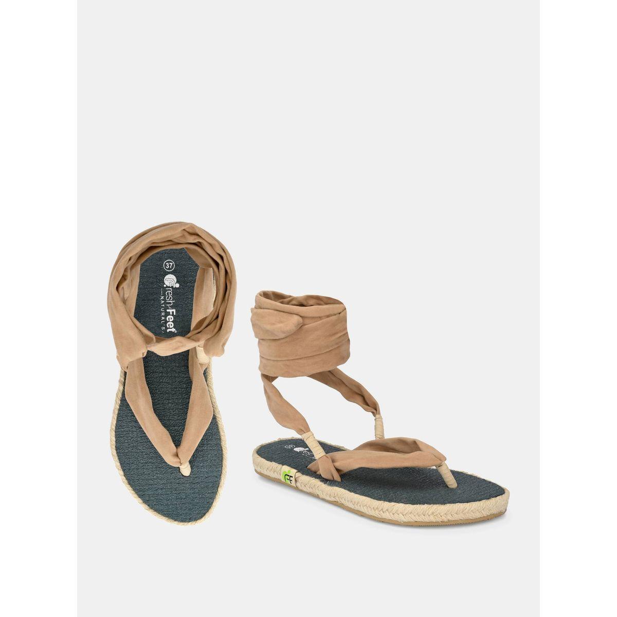 Fresh Feet X Styli  V Strap Ankle Tie Up Flat Sandals-women-shoes-sandals-flats-image-4