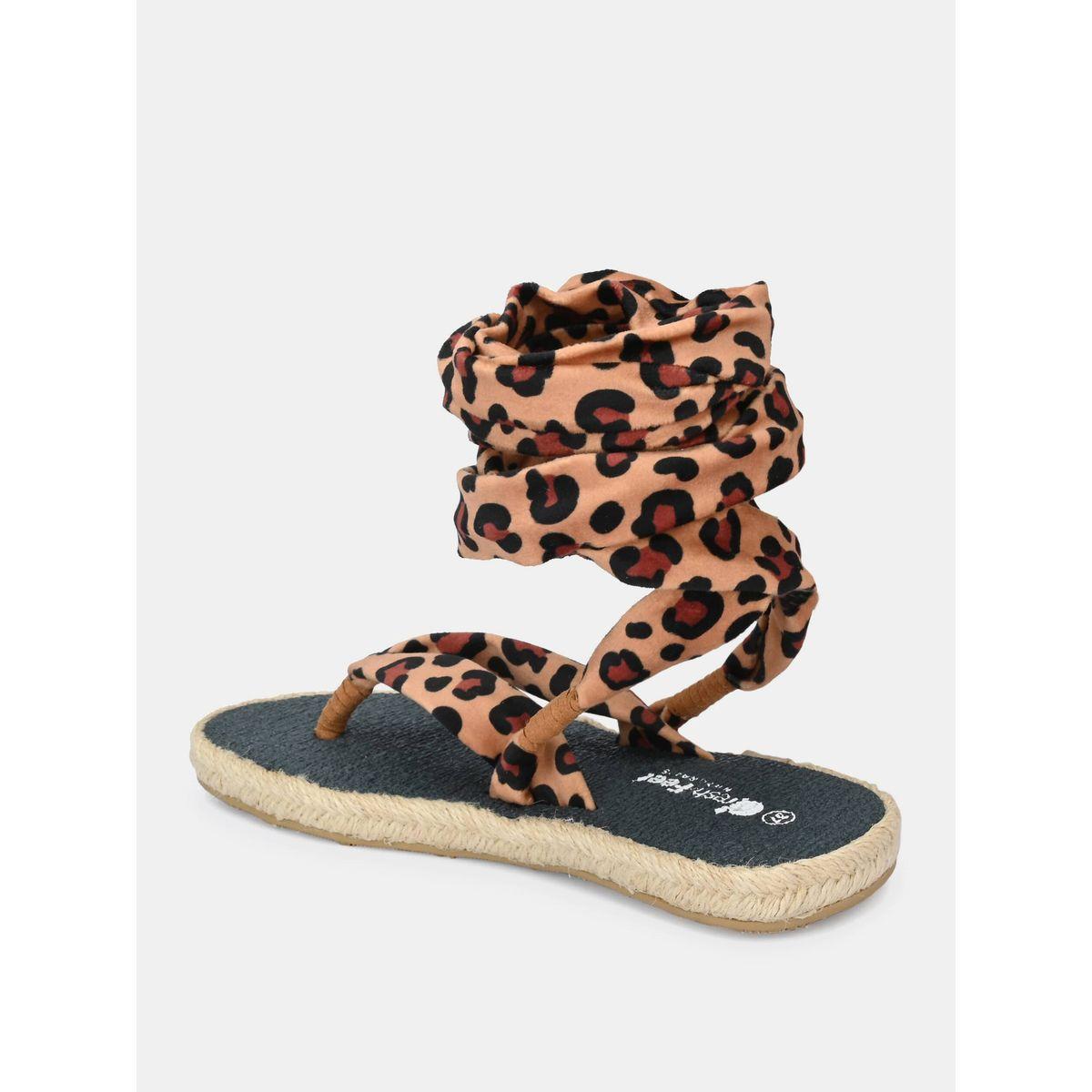 Fresh Feet X Styli  Animal Print V Strap Ankle Tie Up Flat Sandals-women-shoes-sandals-flats-image-7