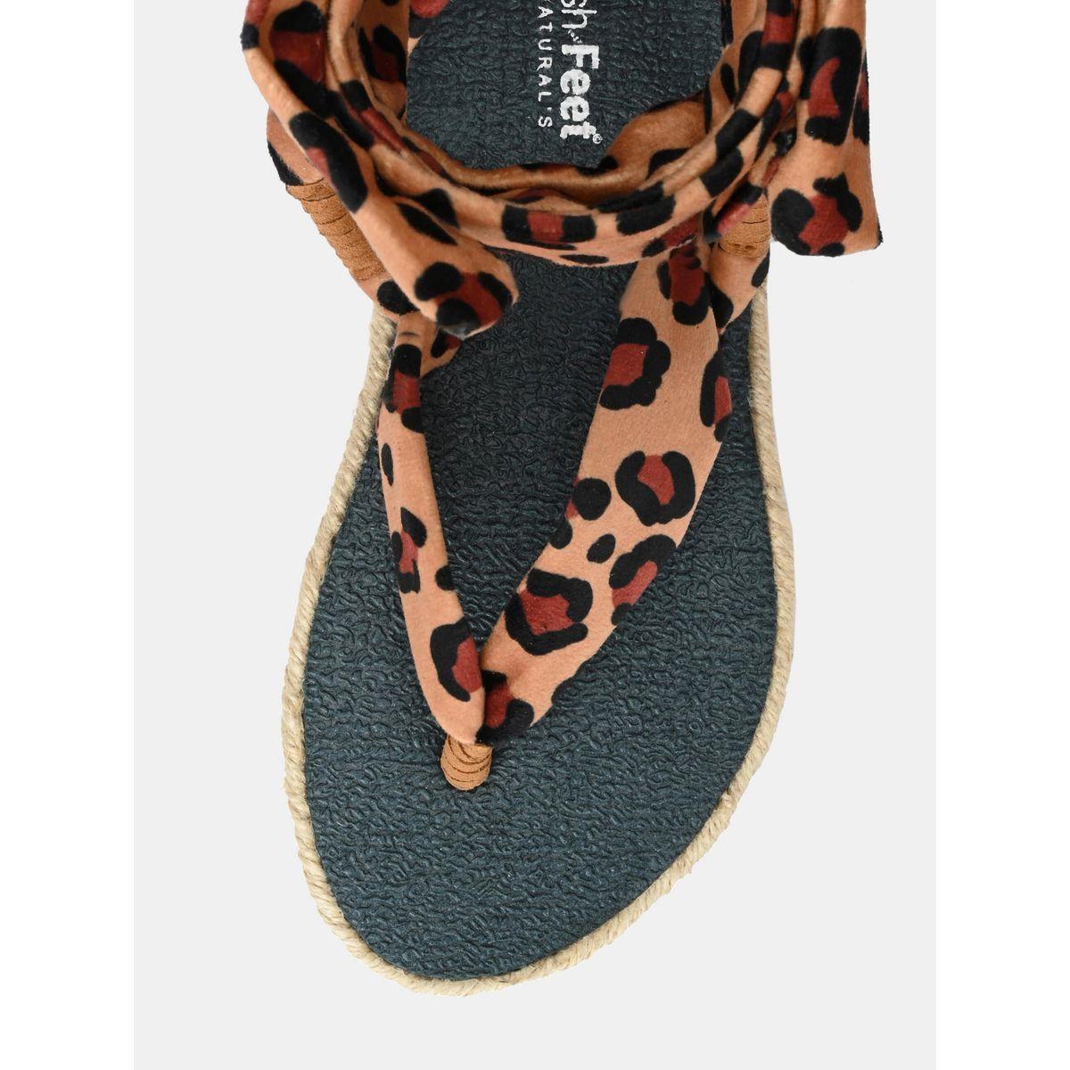 صندل فلات بطبعة حيوان واربطة كاحل فريش فيت × ستايلي-women-shoes-sandals-flats-image-9