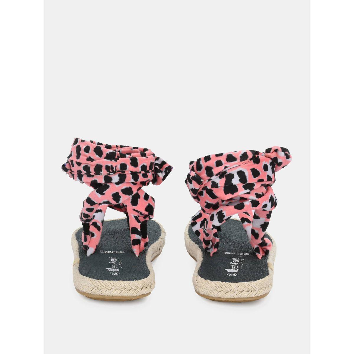 Fresh Feet X Styli  Printed V Strap Ankle Tie Up Flat Sandals-women-shoes-sandals-flats-image-6