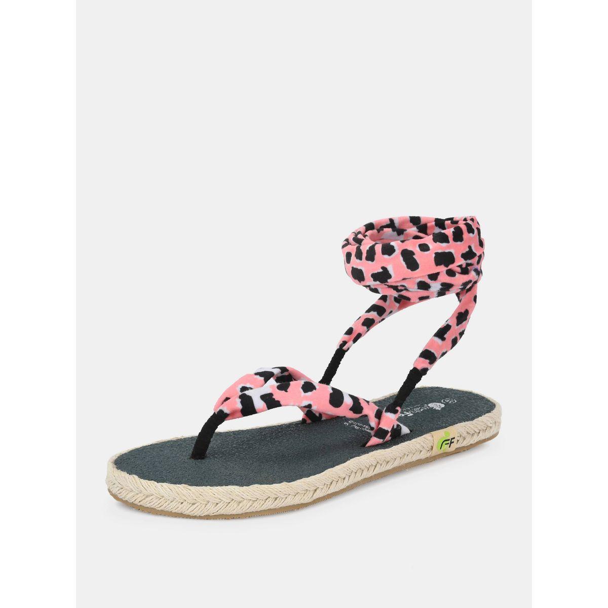 Fresh Feet X Styli  Printed V Strap Ankle Tie Up Flat Sandals-women-shoes-sandals-flats-image-7