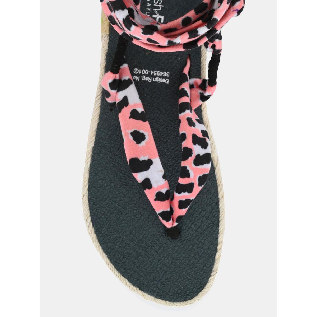 Fresh Feet X Styli  Printed V Strap Ankle Tie Up Flat Sandals-women-shoes-sandals-flats-image-8