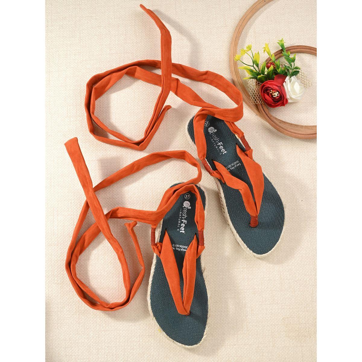 Fresh Feet X Styli  V Strap Ankle Tie Up Flat Sandals-women-shoes-sandals-flats-image-1