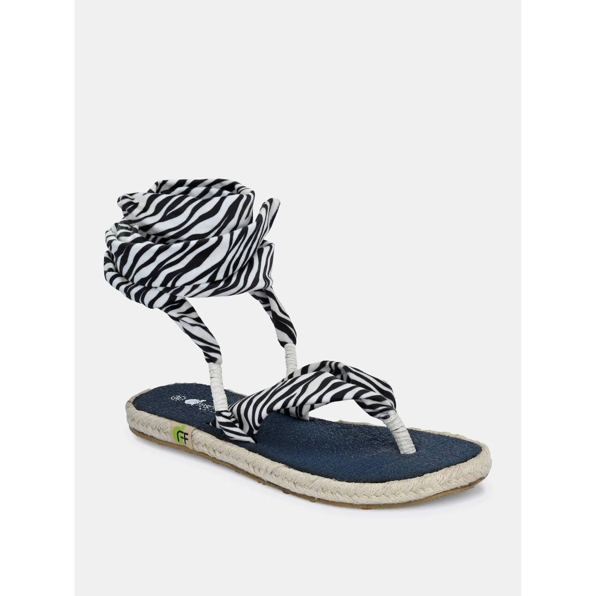 Fresh Feet X Styli  Striped V Strap Ankle Tie Up Flat Sandals-women-shoes-sandals-flats-image-5