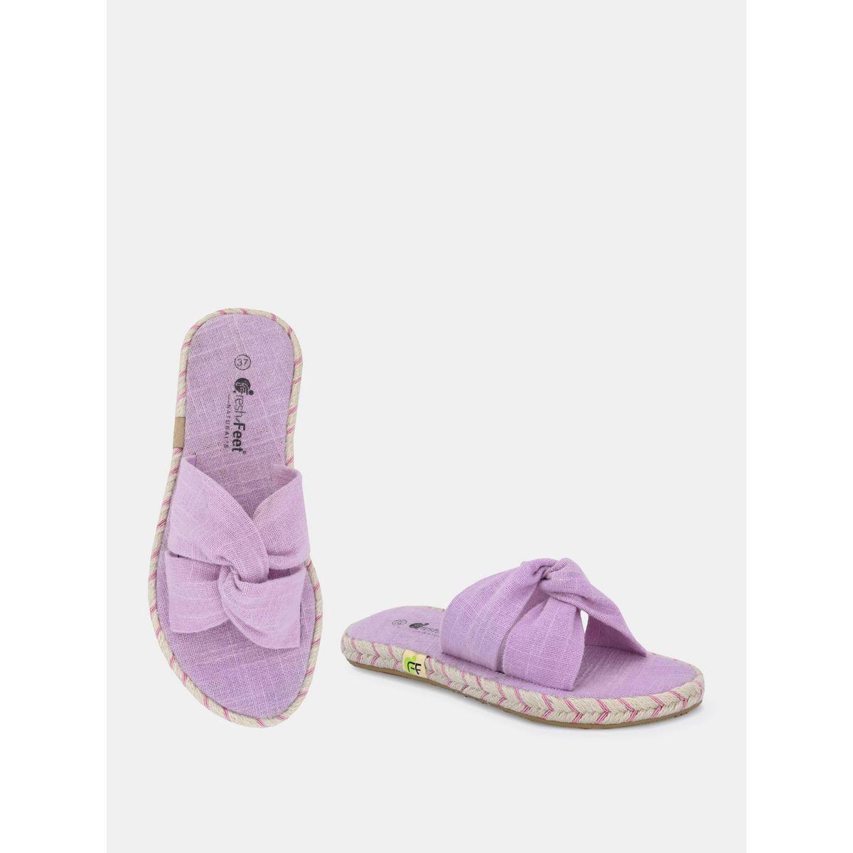 Fresh Feet X Styli  Frayed Bow Detail Open Toe Flat Sandal-women-shoes-sandals-flats-image-4