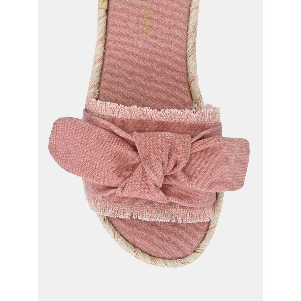 Fresh Feet X Styli  Frayed Bow Detail Open Toe Flat Sandal-women-shoes-sandals-flats-image-2