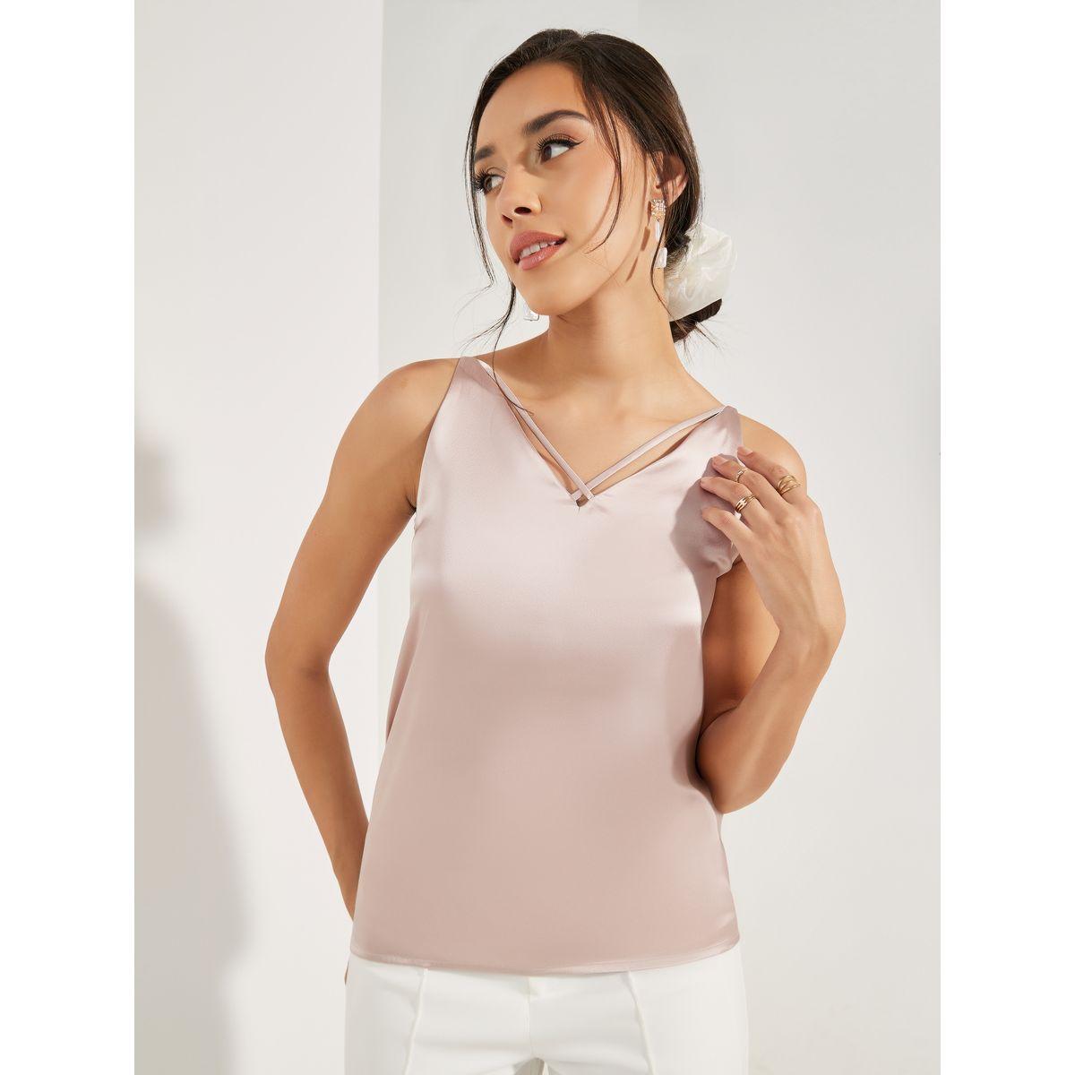 Styli Solid Satin Cami with Adjustable Strap-women-clothing-tshirts-image-1