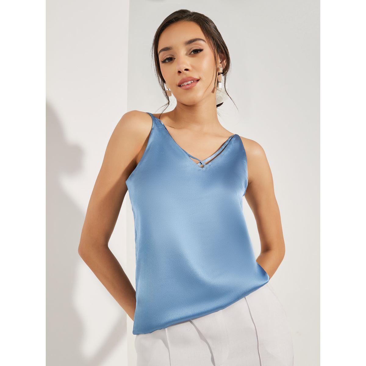 Styli Solid Satin Cami with Adjustable Strap-women-clothing-tshirts-image-1