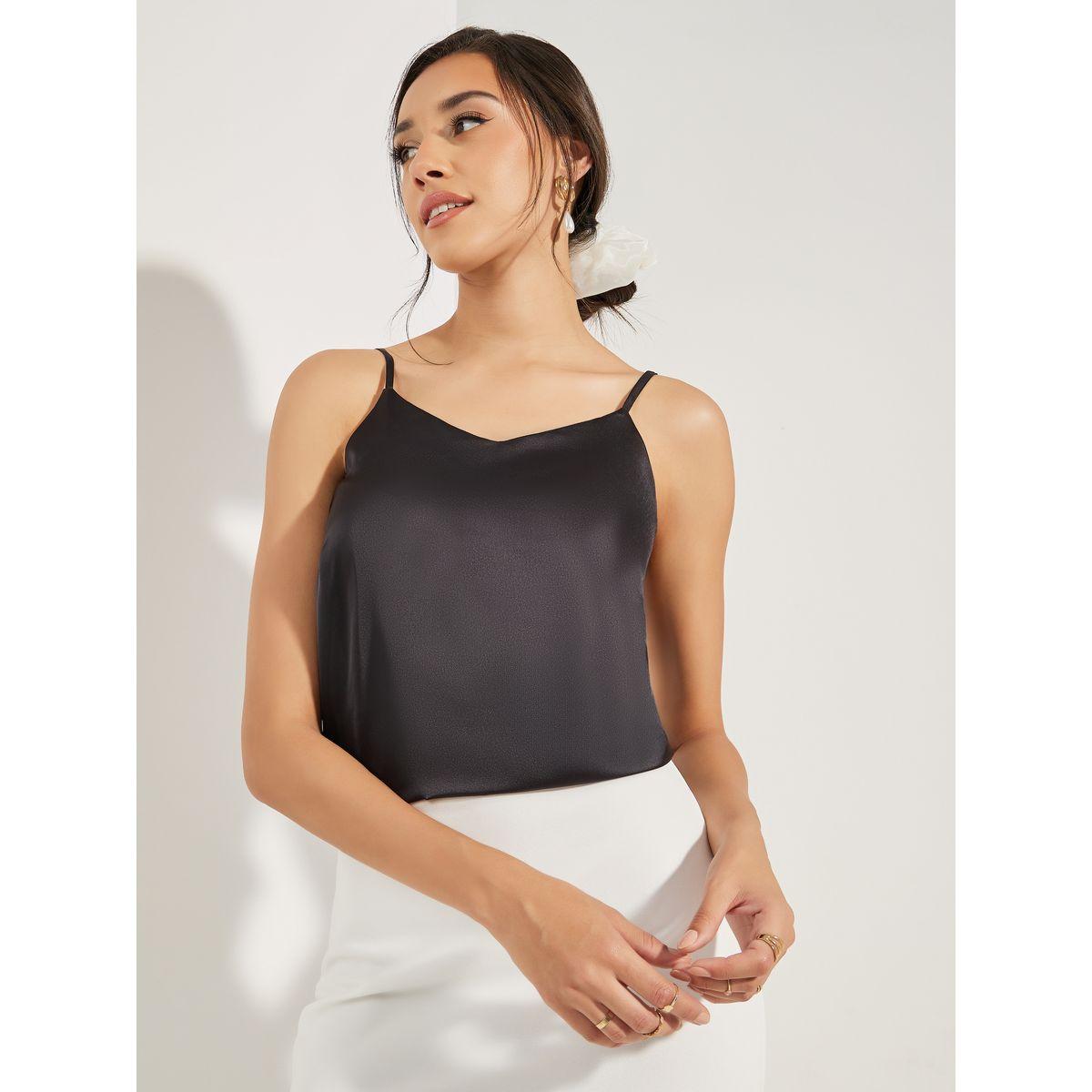 Styli Solid Satin Cami with Adjustable Strap-women-clothing-tshirts-image-1