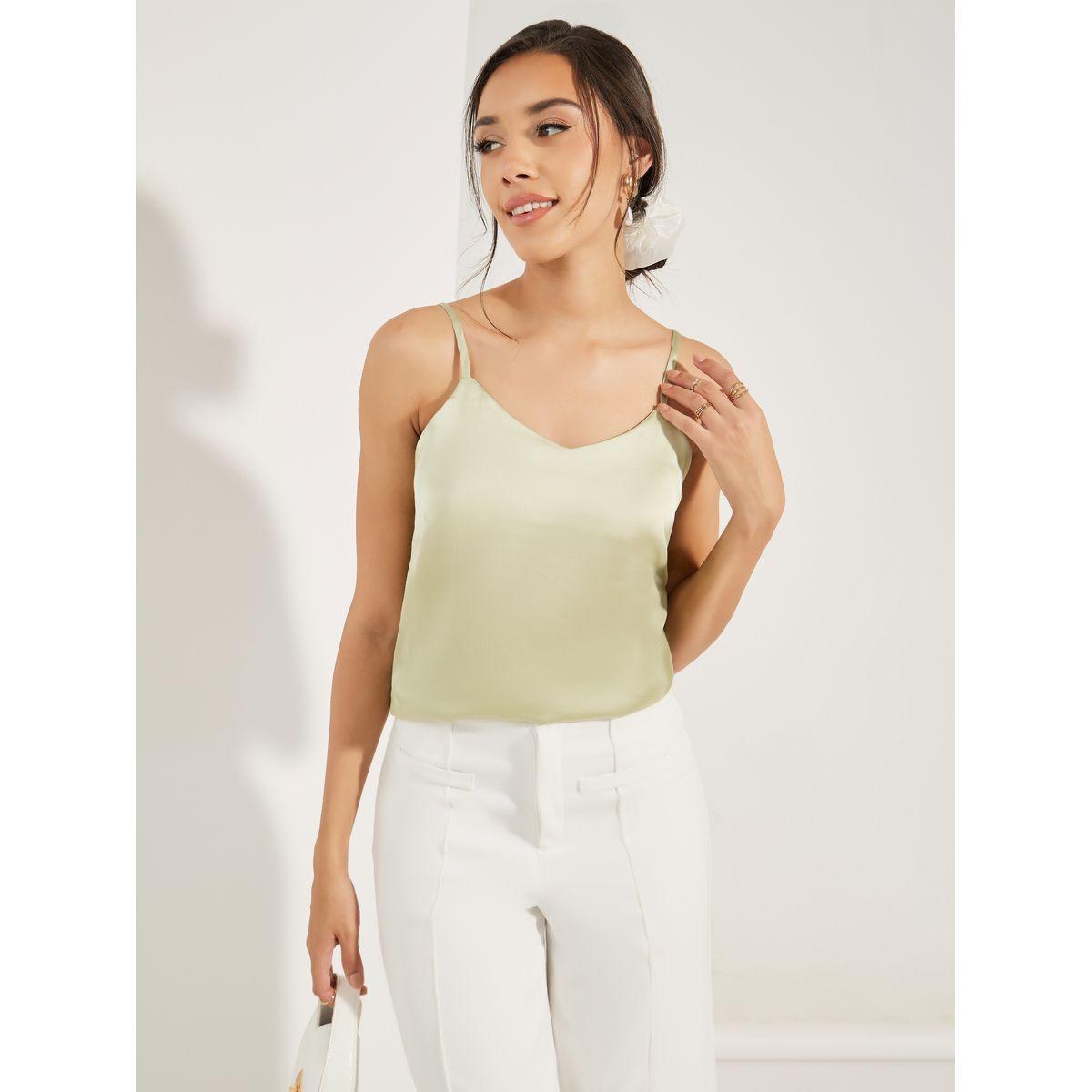 Styli Solid Satin Cami with Adjustable Strap-women-clothing-tshirts-image-1