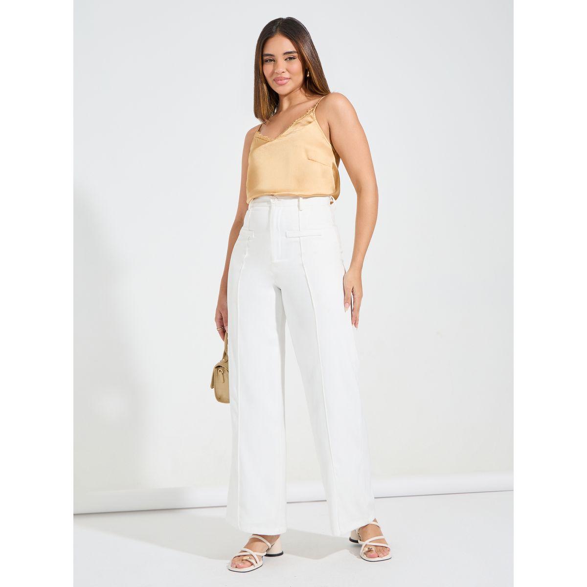 Styli Woven Satin V-Neck Cami with Lace Detail-women-clothing-tshirts-image-5