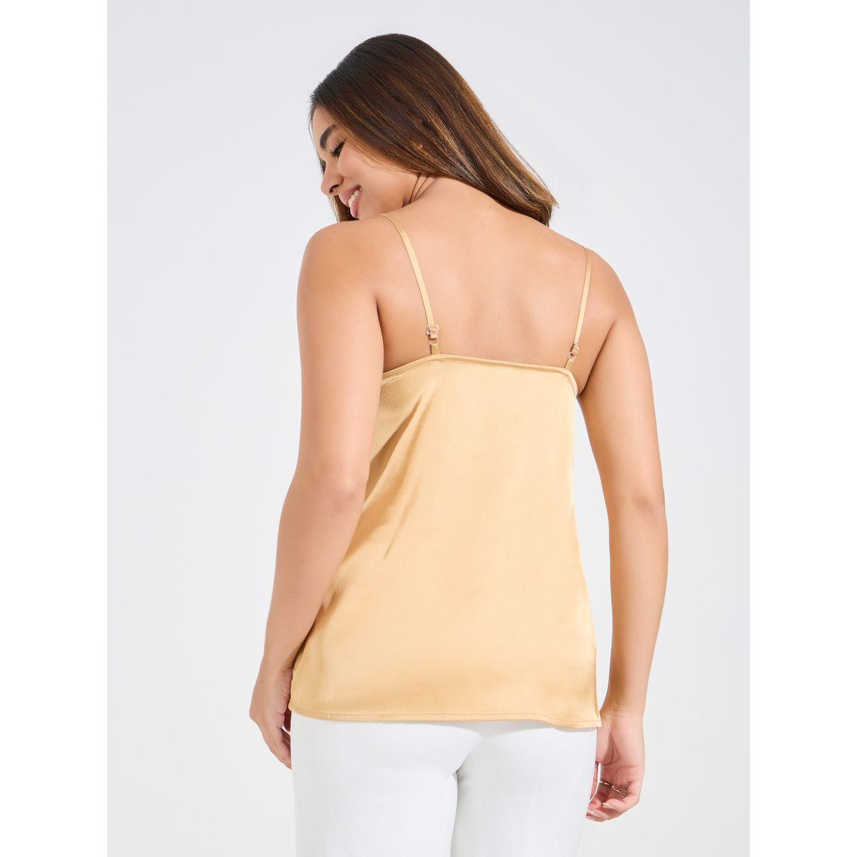 Styli Woven Satin V-Neck Cami with Lace Detail-women-clothing-tshirts-image-7