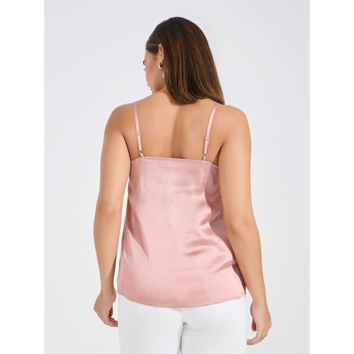 Styli Woven Satin V-Neck Cami with Lace Detail-women-clothing-tshirts-image-6