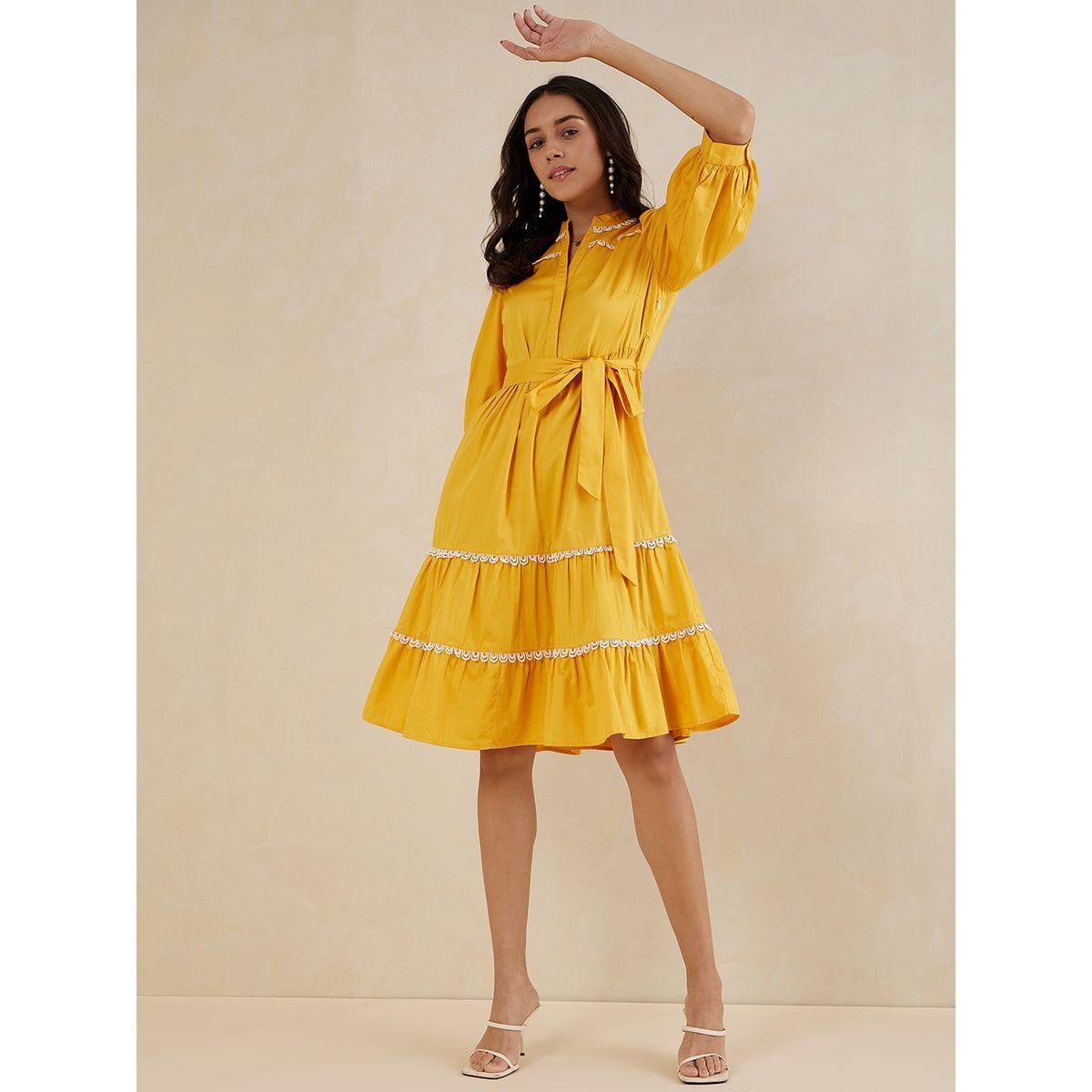 فستان بطول الركبة مع كسرات وحزام خصر-women-clothing-dresses-image-6