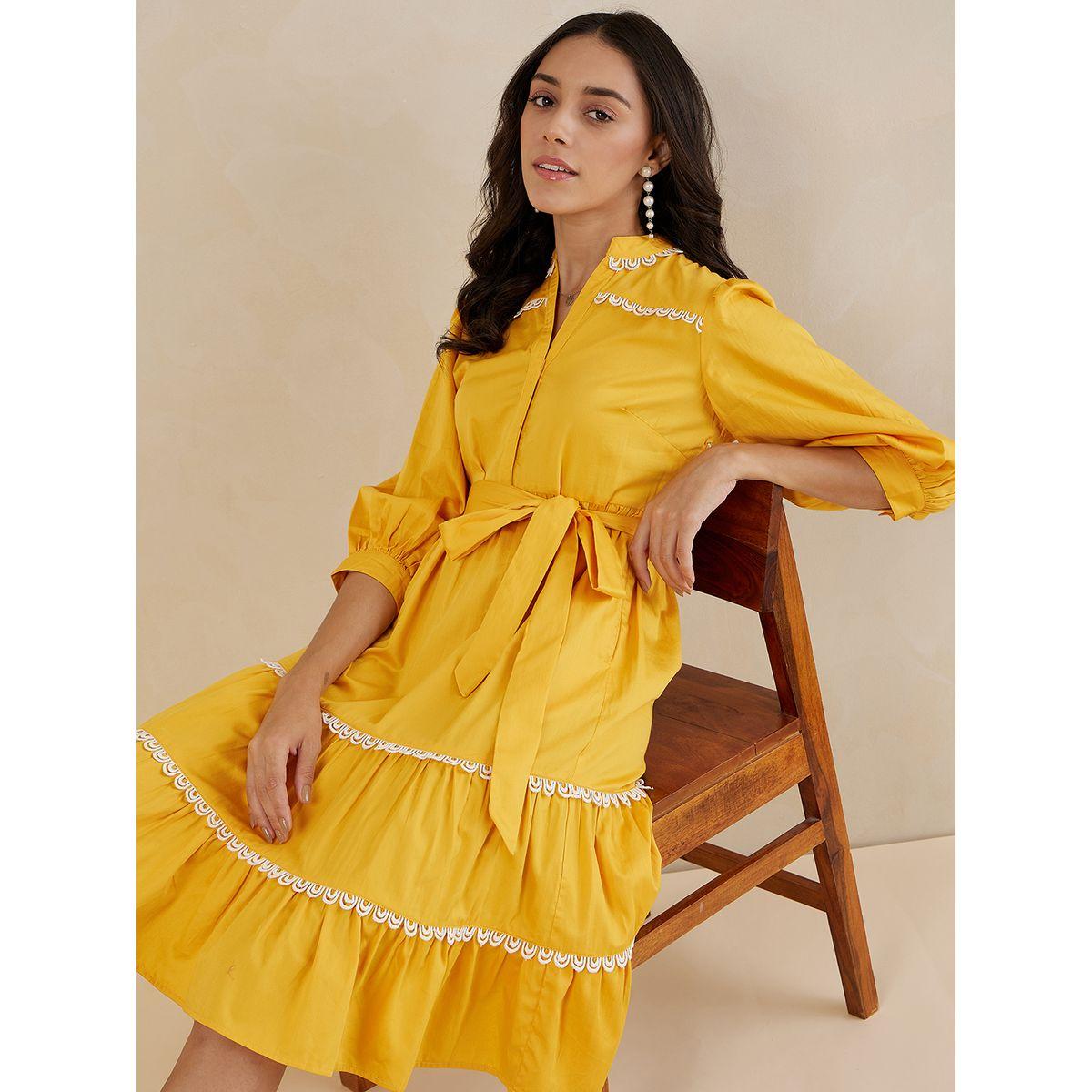 فستان بطول الركبة مع كسرات وحزام خصر-women-clothing-dresses-image-7