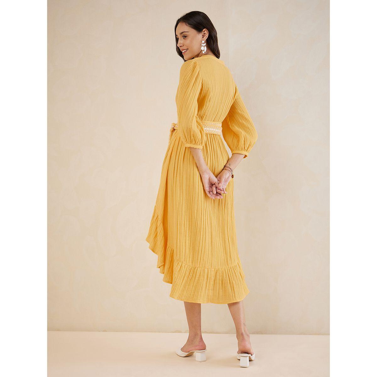فستان ميدي بحافة غير متماثلة الطول وحزام-women-clothing-dresses-image-3