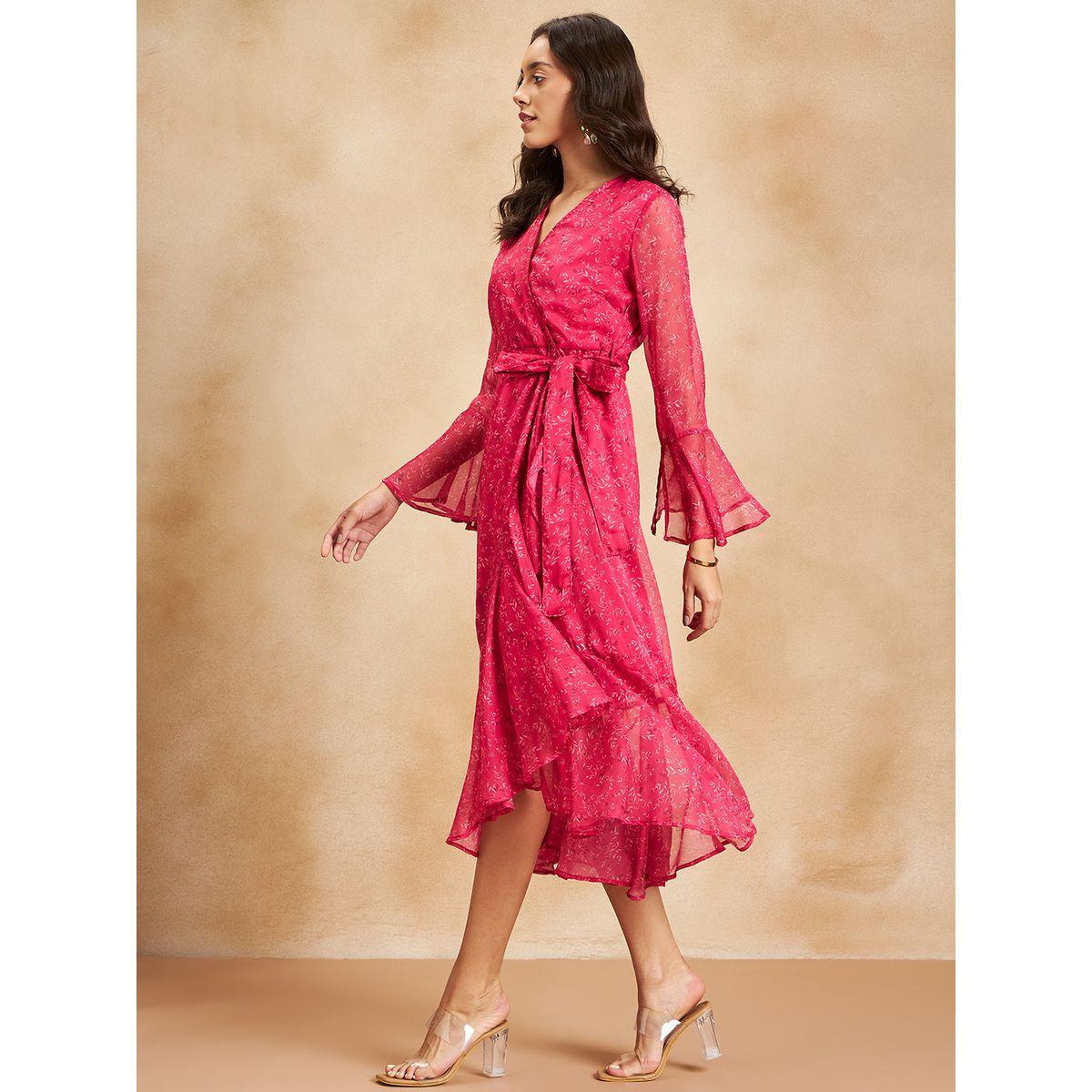 Femmella All Over Print Wrap Midi Dress with Long Sleeves-women-clothing-dresses-image-3