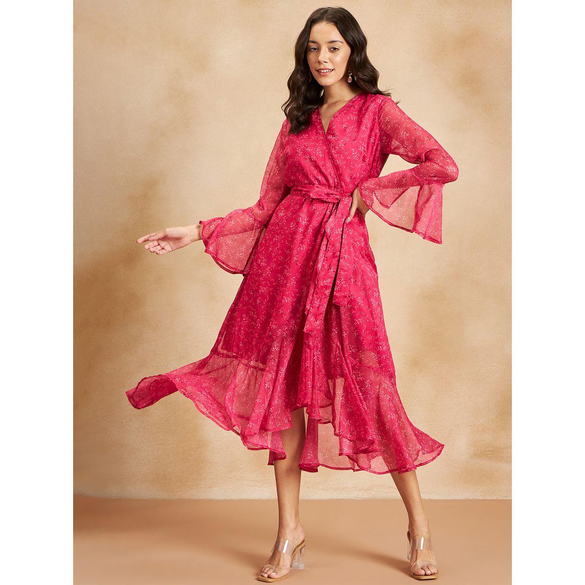 Femmella All Over Print Wrap Midi Dress with Long Sleeves-women-clothing-dresses-image-5