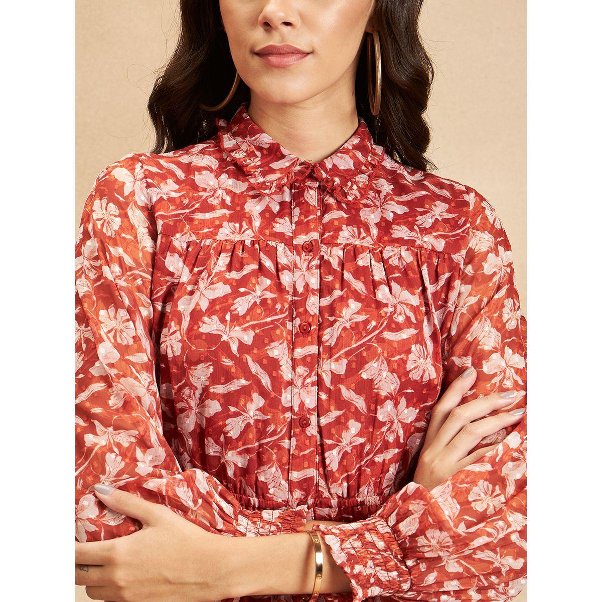 Femmella X Styli  Collared Floral Print Tiered Midi Dress-women-clothing-dresses-image-4