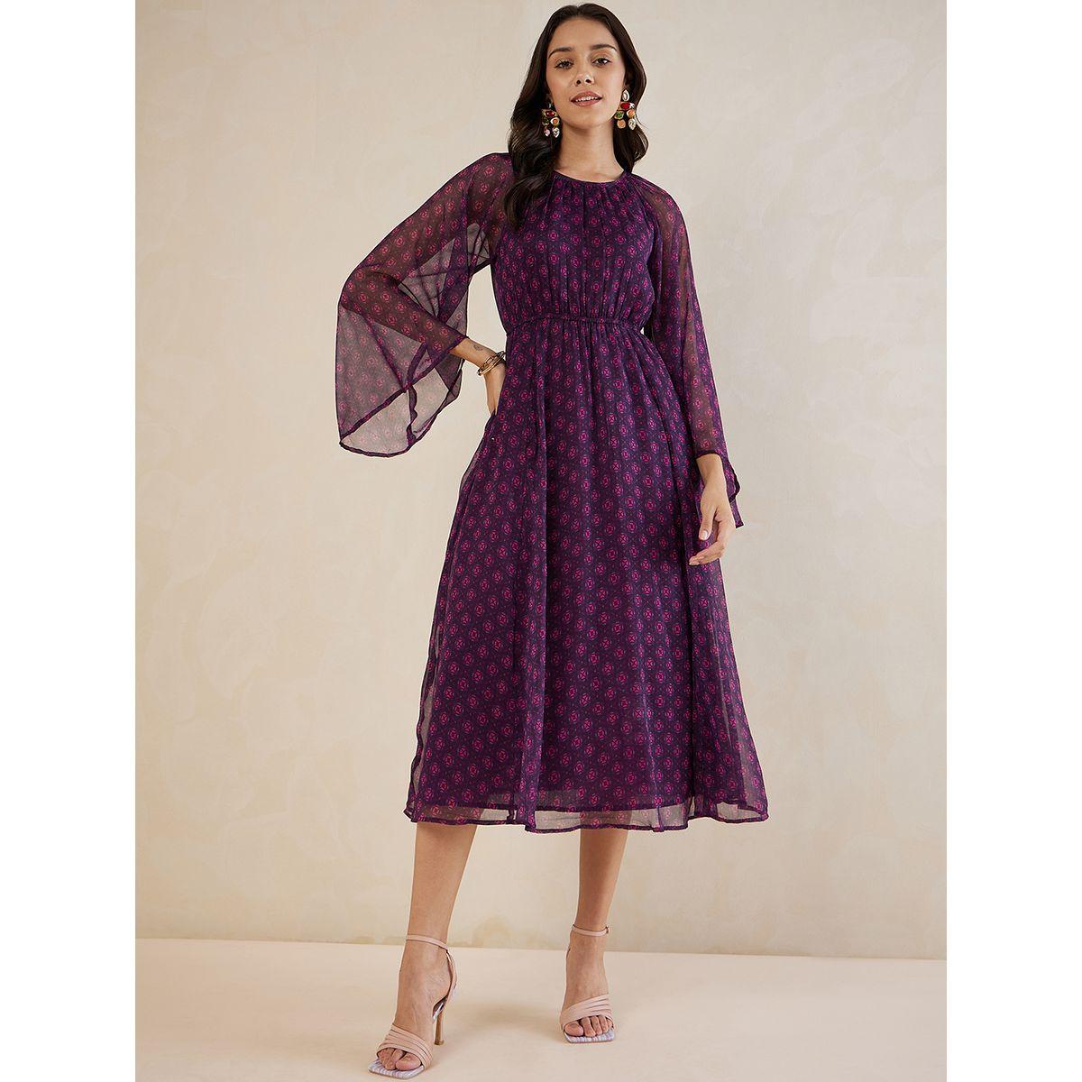 فستان ميدي مطبع بالكامل-women-clothing-dresses-image-1