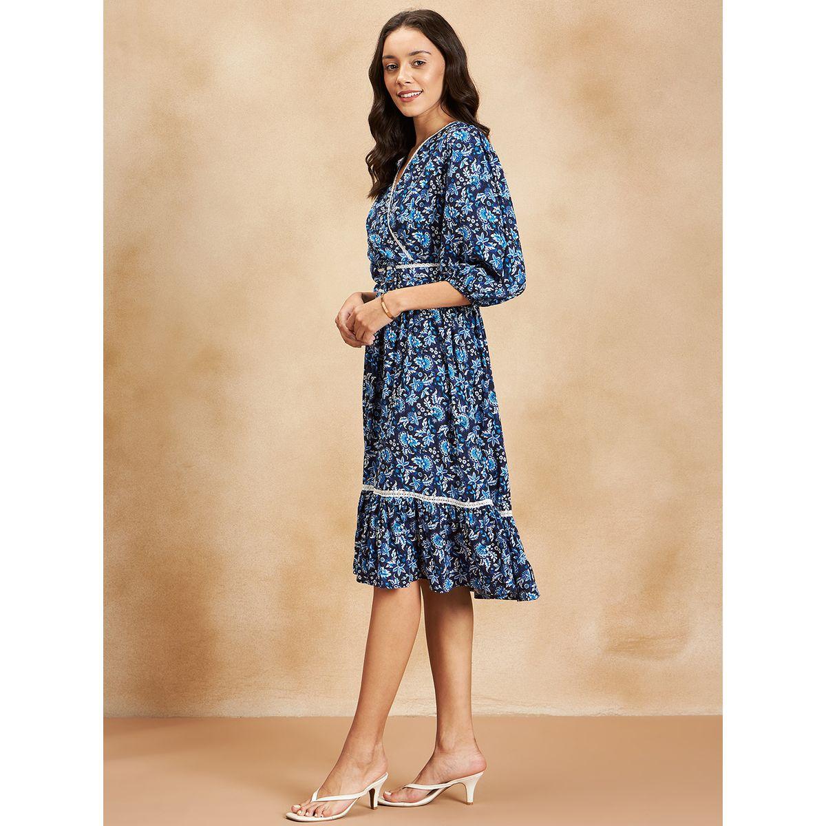 فستان ميدي مطبع بزهور مع حزام فِميلا × ستايلي-women-clothing-dresses-image-3