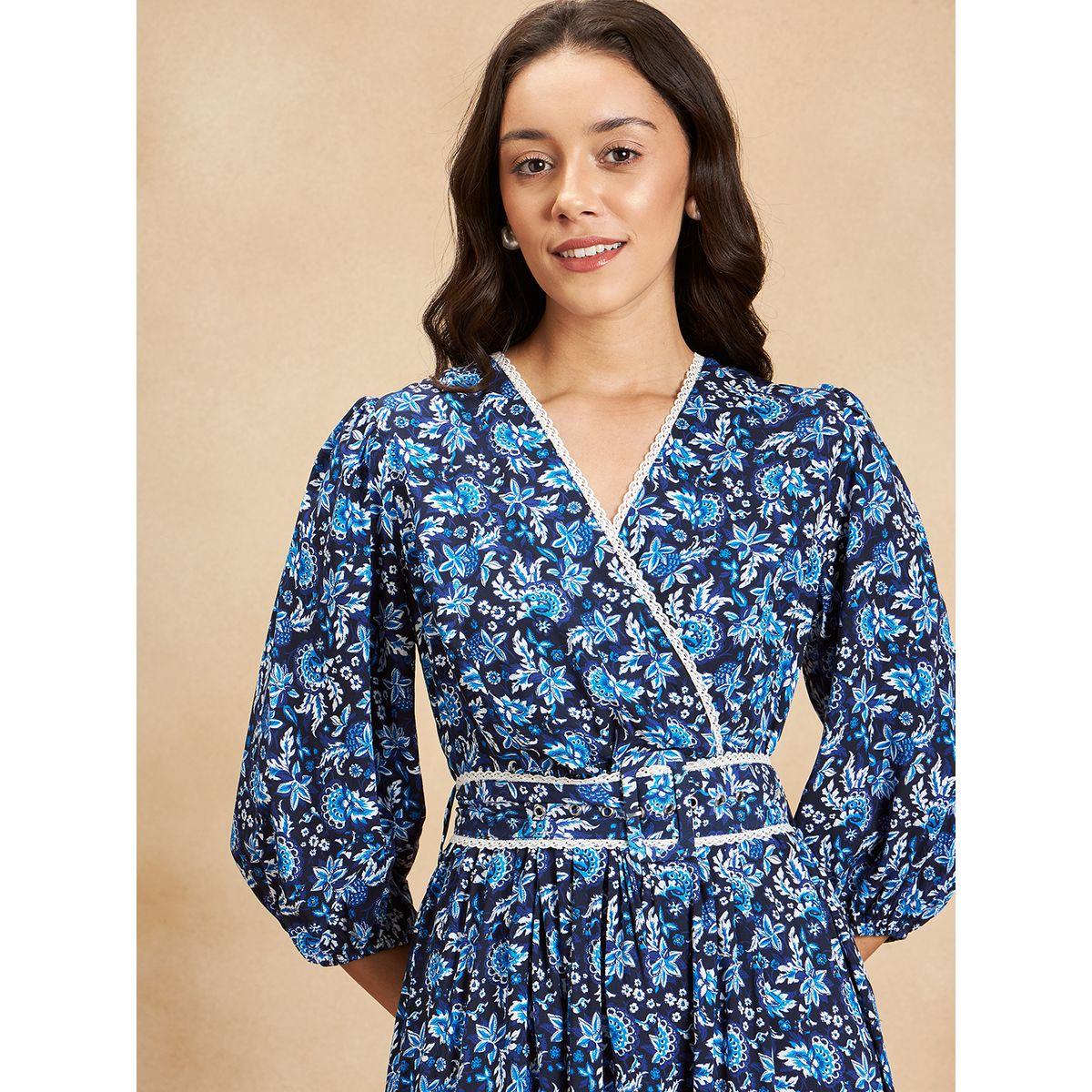 فستان ميدي مطبع بزهور مع حزام فِميلا × ستايلي-women-clothing-dresses-image-4