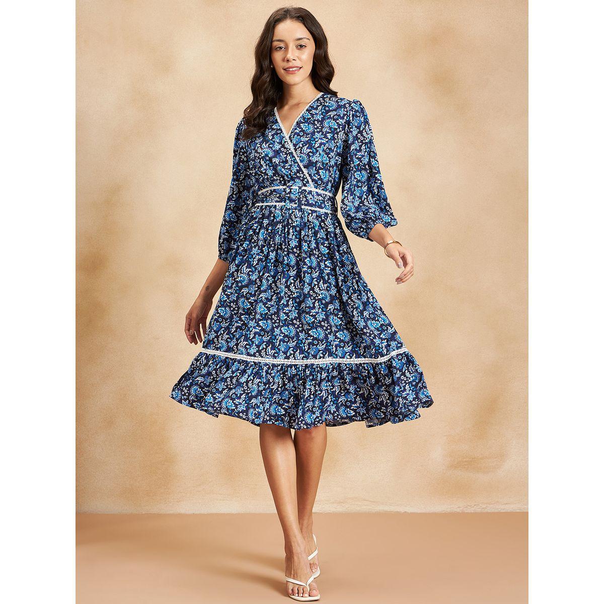 Femmella X Styli  Floral Print Belted A-Line Midi Dress-women-clothing-dresses-image-6