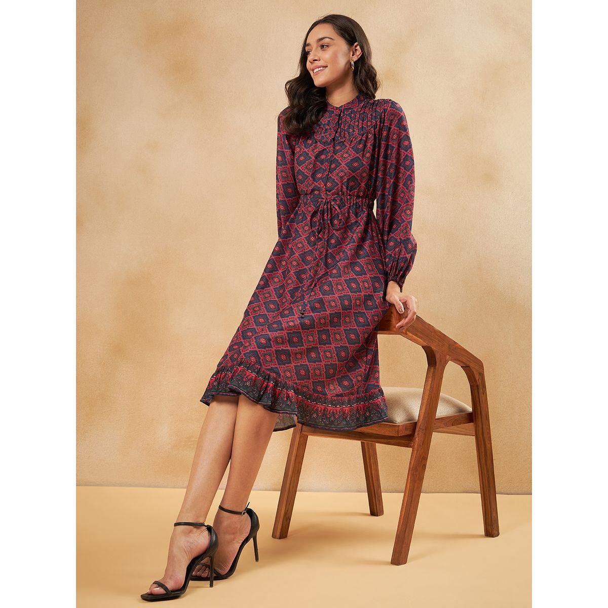 فستان بطول الركبة مع رباط خصر فِميلا × ستايلي-women-clothing-dresses-image-1