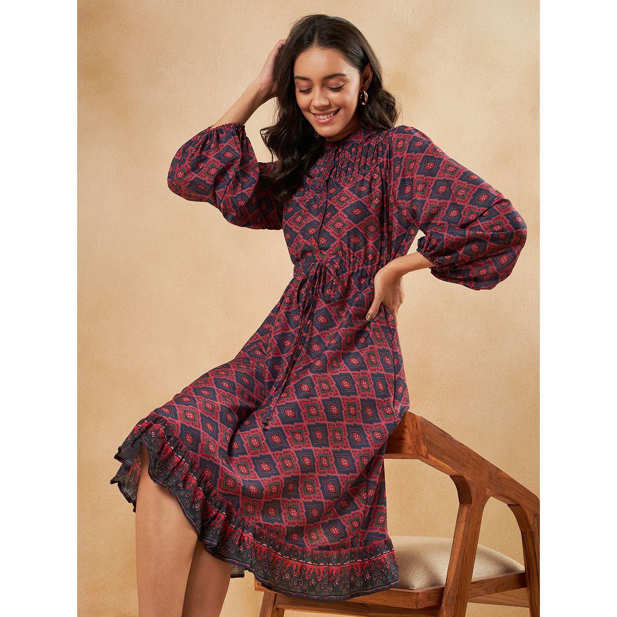 فستان بطول الركبة مع رباط خصر فِميلا × ستايلي-women-clothing-dresses-image-2