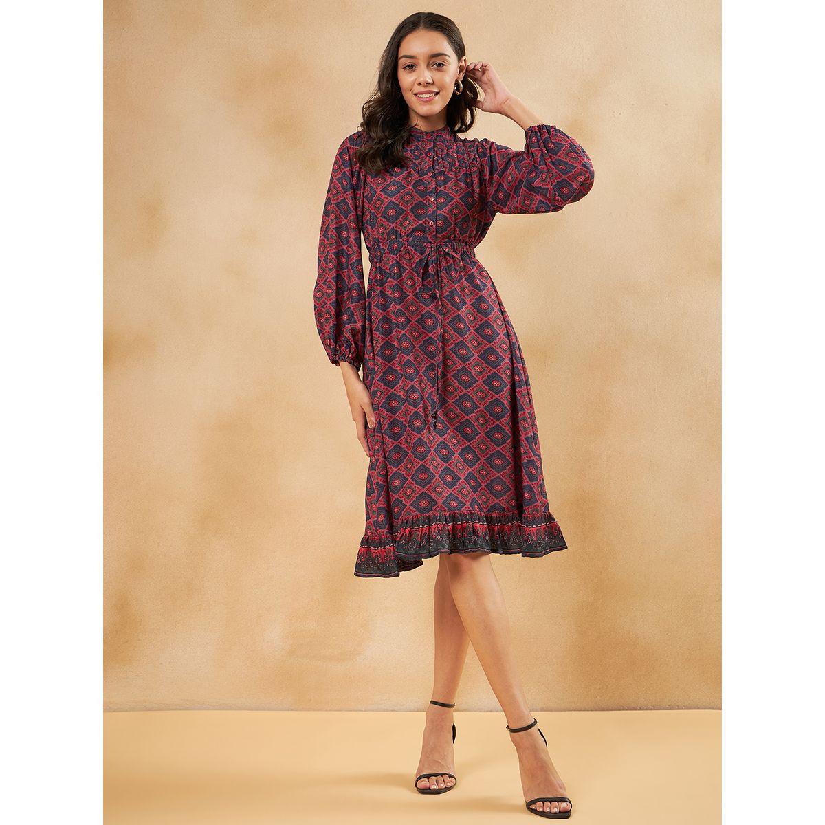فستان بطول الركبة مع رباط خصر فِميلا × ستايلي-women-clothing-dresses-image-3