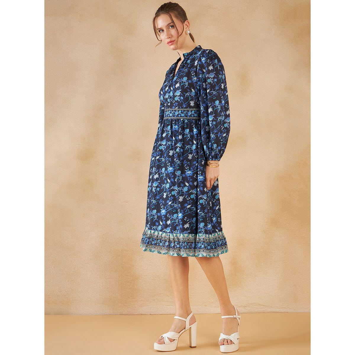 فستان بطول الركبة مطبع بالكامل بطبعة زهور فِميلا × ستايلي-women-clothing-dresses-image-1
