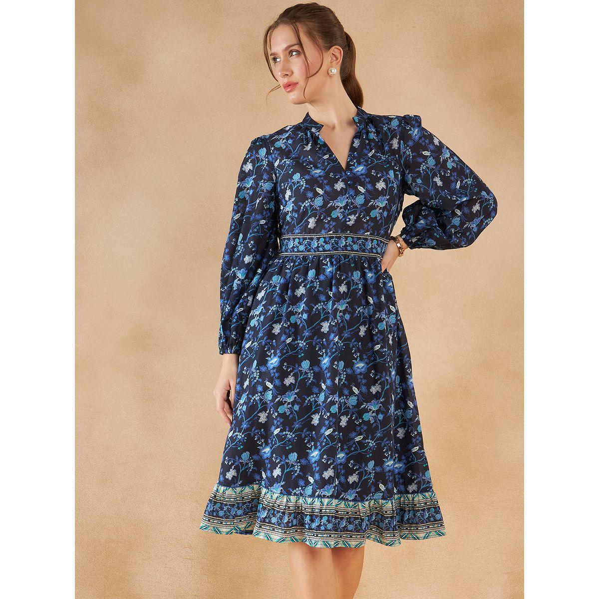 فستان بطول الركبة مطبع بالكامل بطبعة زهور فِميلا × ستايلي-women-clothing-dresses-image-2