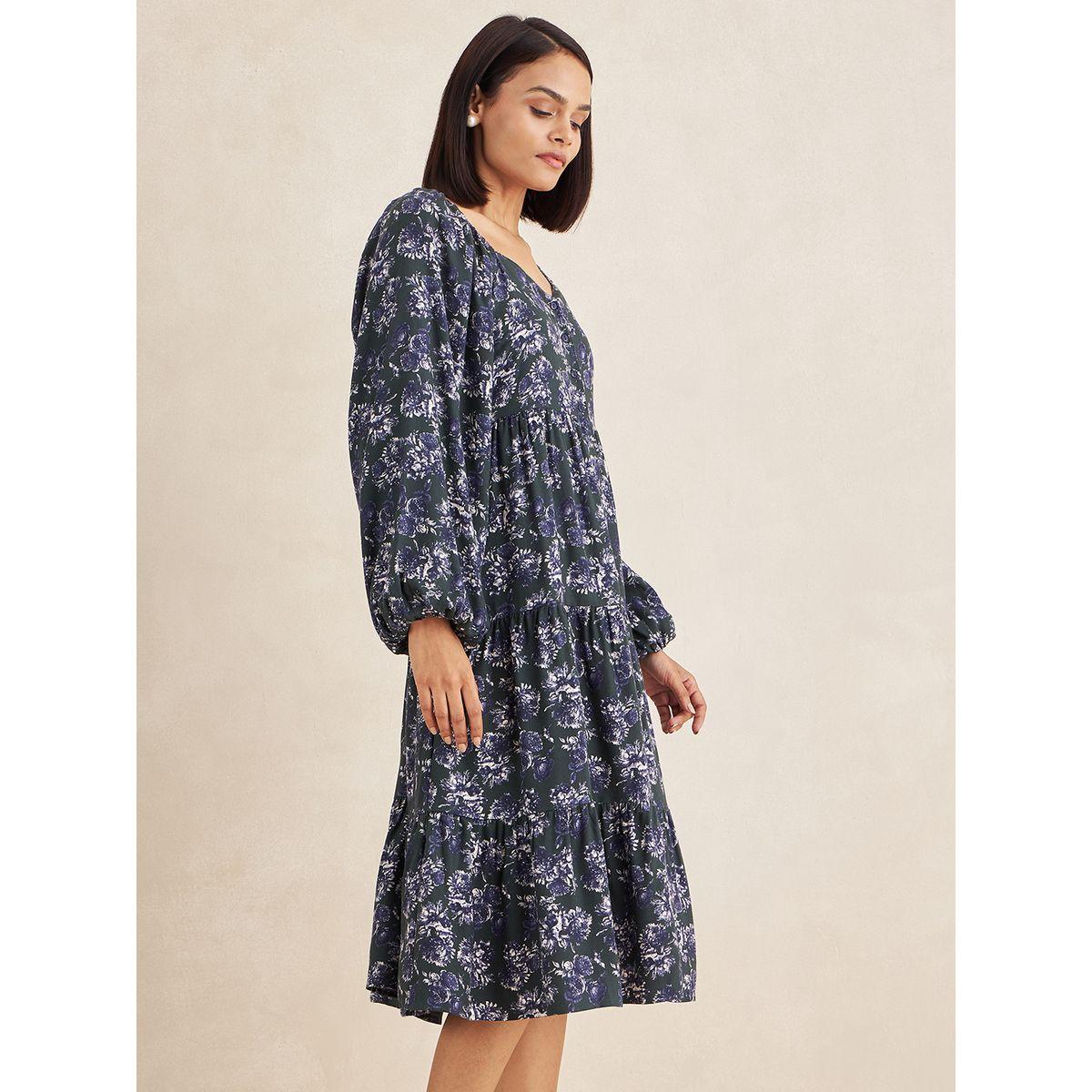 Femmella X Styli  All Over Floral Print Tiered Midi Dress with Sweetheart Neck-women-clothing-dresses-image-2