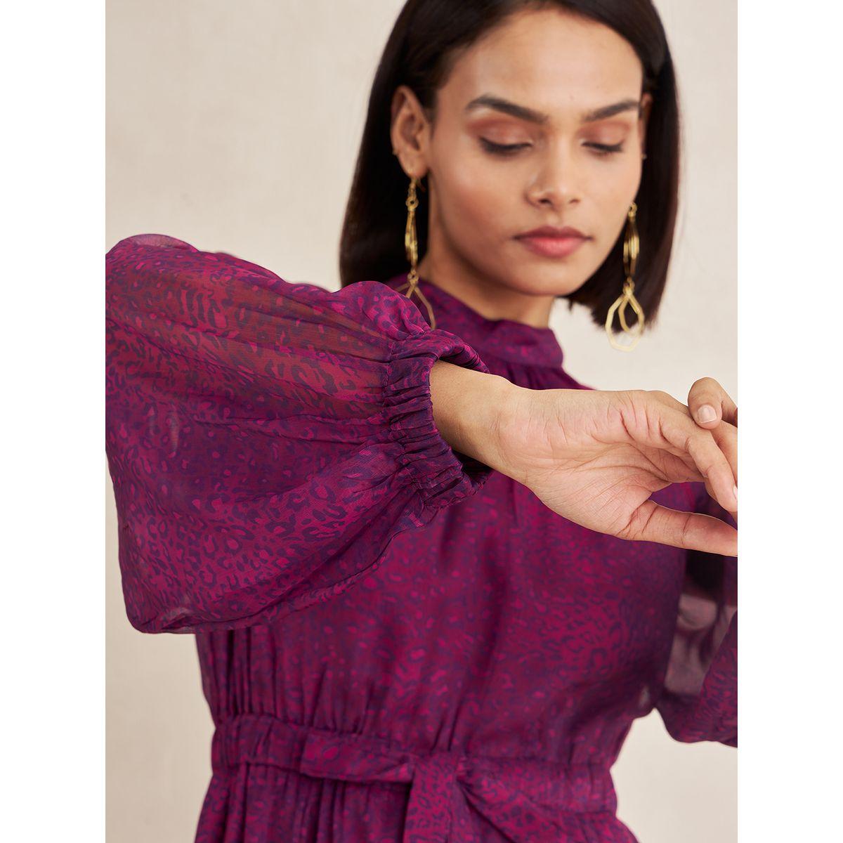 فستان ميدي بطبعة حيوان مع رباط خصر-women-clothing-dresses-image-3