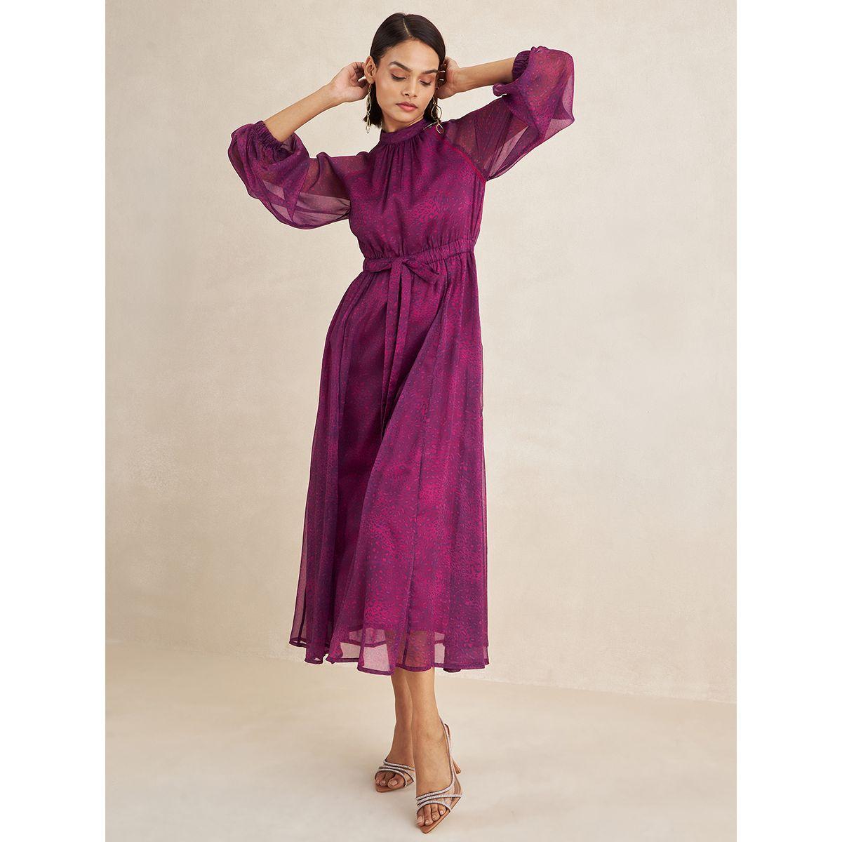 Femmella Animal Print Midi Dress with Drawstring Waistband-women-clothing-dresses-image-4