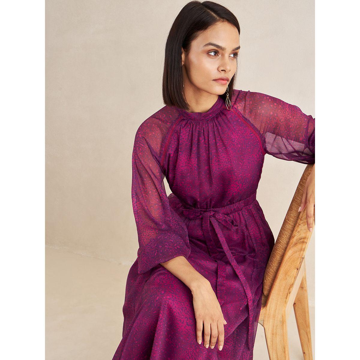 Femmella Animal Print Midi Dress with Drawstring Waistband-women-clothing-dresses-image-5