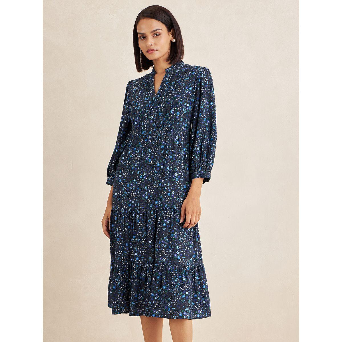 فستان ميدي مطبع بزهور مع كسرات فِميلا × ستايلي-women-clothing-dresses-image-3