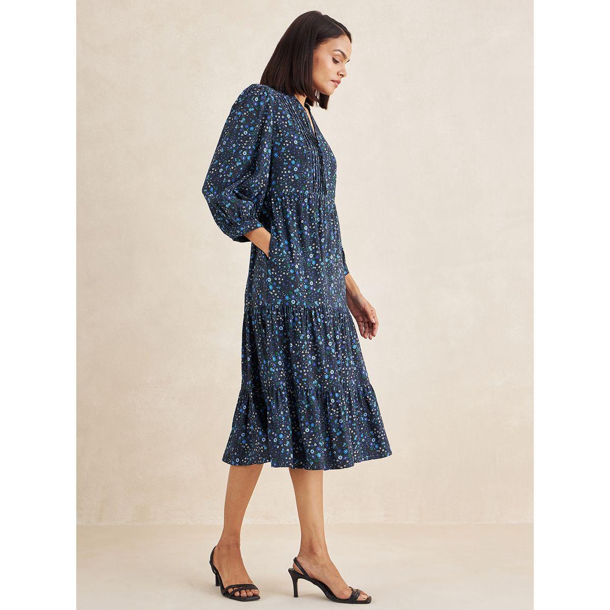 فستان ميدي مطبع بزهور مع كسرات فِميلا × ستايلي-women-clothing-dresses-image-5
