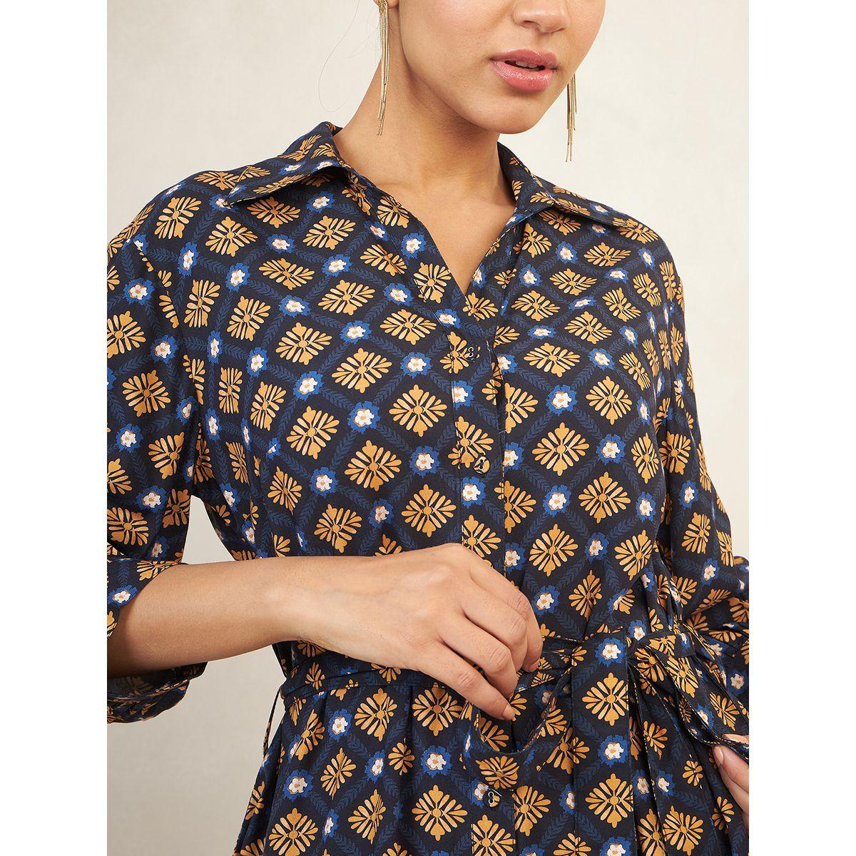 طقم منسق من بنطال وبلوزة مطبعة بالكامل مع اربطة فِميلا × ستايلي-women-clothing-coordsets-image-4