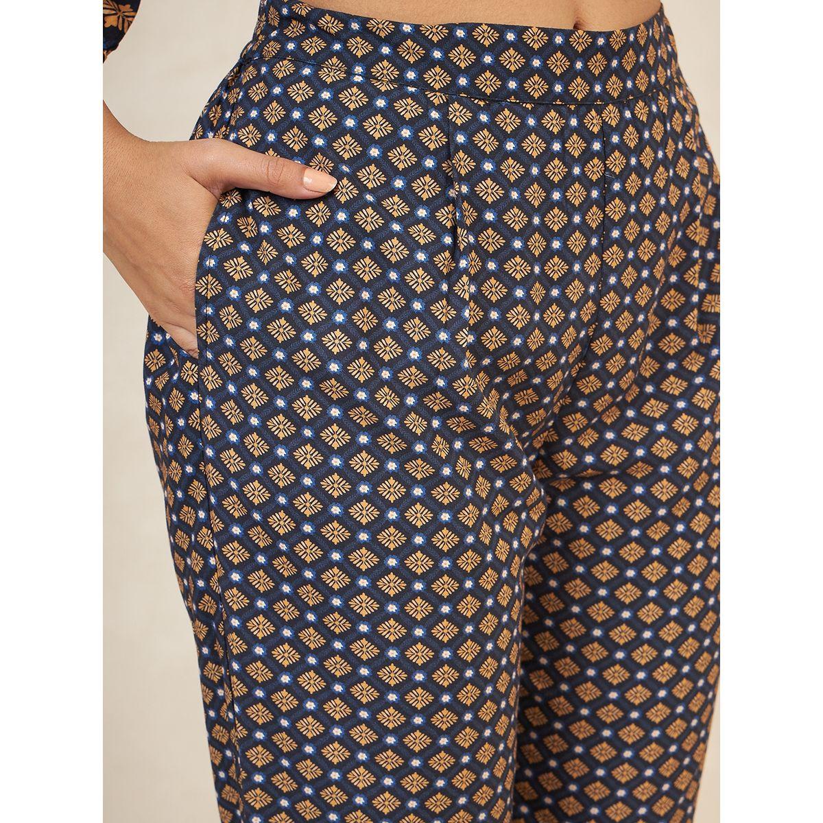 طقم منسق من بنطال وبلوزة مطبعة بالكامل مع اربطة فِميلا × ستايلي-women-clothing-coordsets-image-7