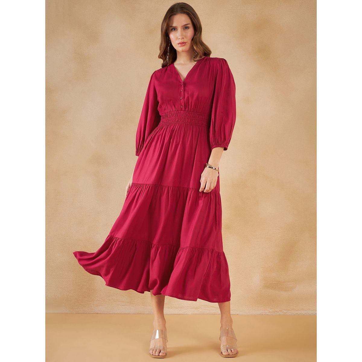 فستان طويل بكسرات مع ازرار غلق-women-clothing-dresses-image-1