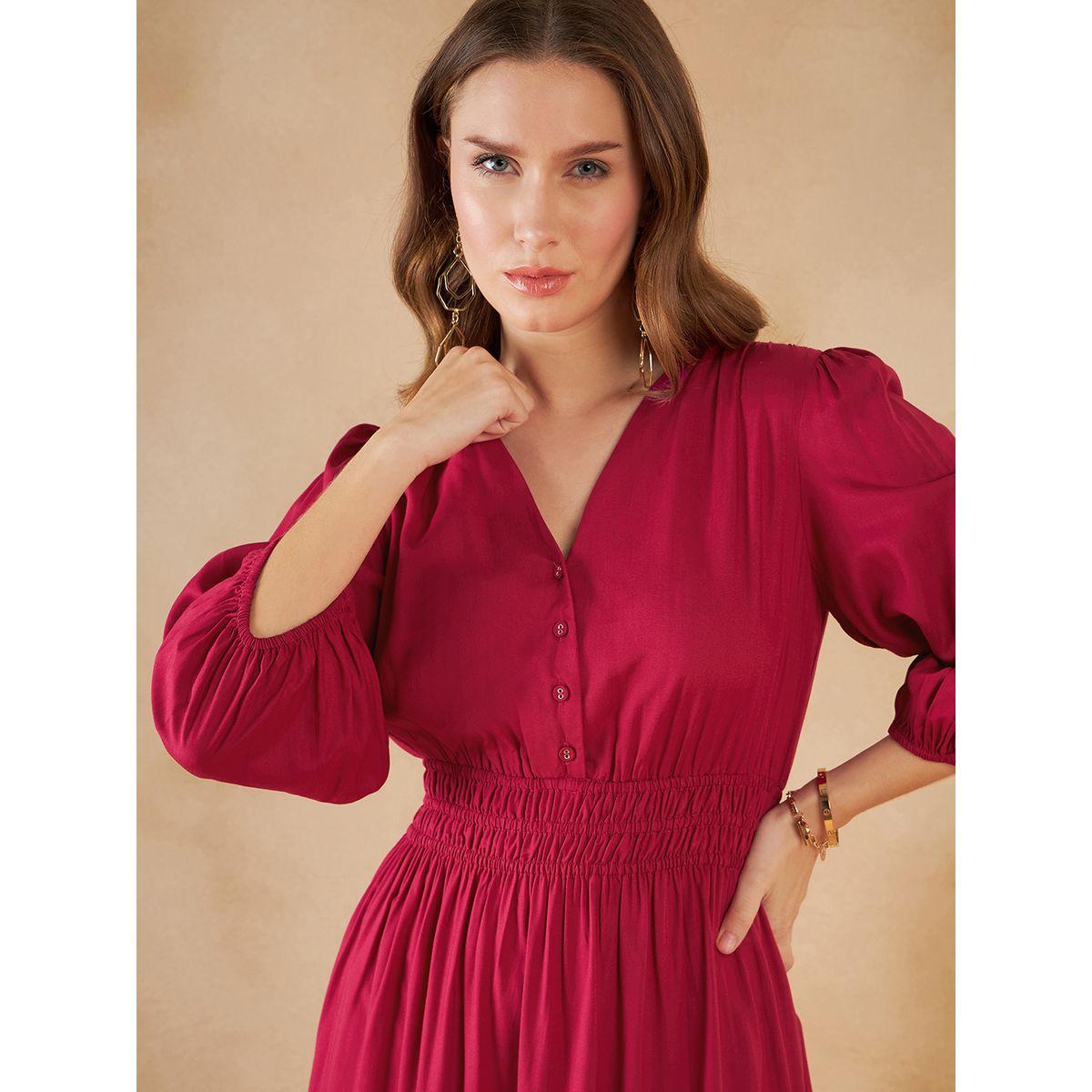 Femmella Smocked Waist Front Button Closure Tiered Maxi Dress-women-clothing-dresses-image-3