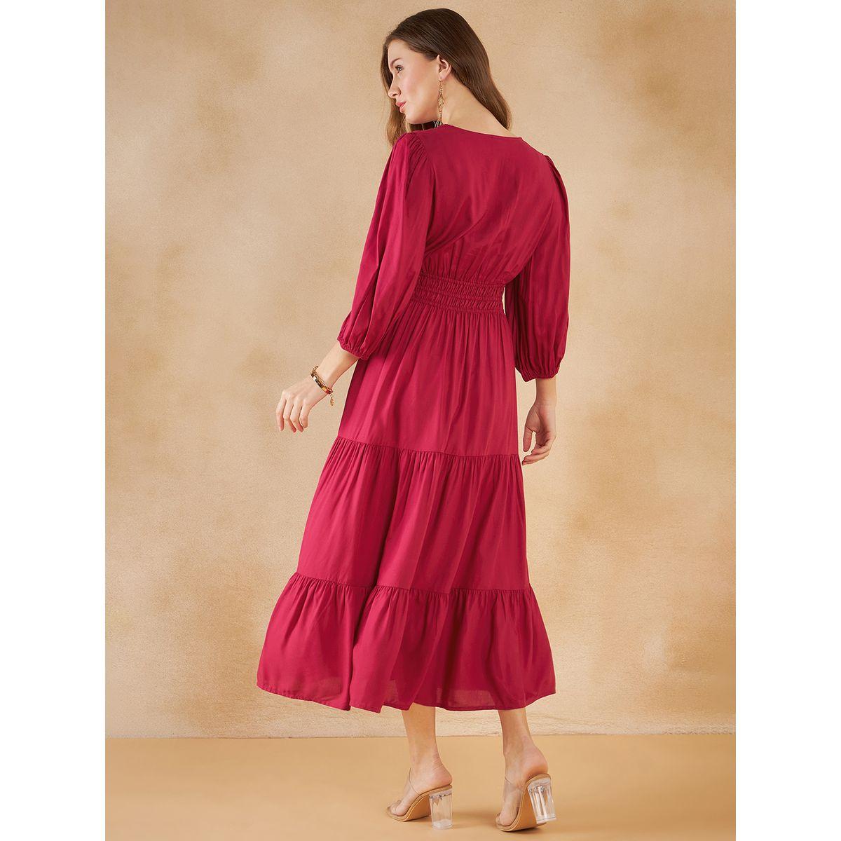 فستان طويل بكسرات مع ازرار غلق-women-clothing-dresses-image-5