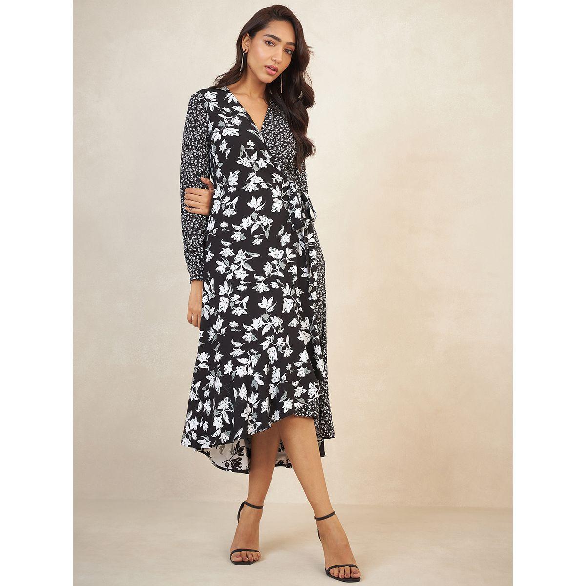فستان ميدي بنمط لف واكمام طويلة فِميلا × ستايلي-women-clothing-dresses-image-5