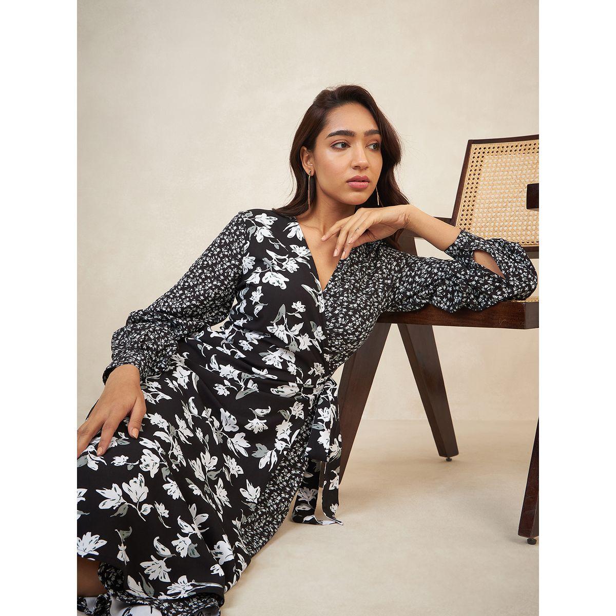 فستان ميدي بنمط لف واكمام طويلة فِميلا × ستايلي-women-clothing-dresses-image-6