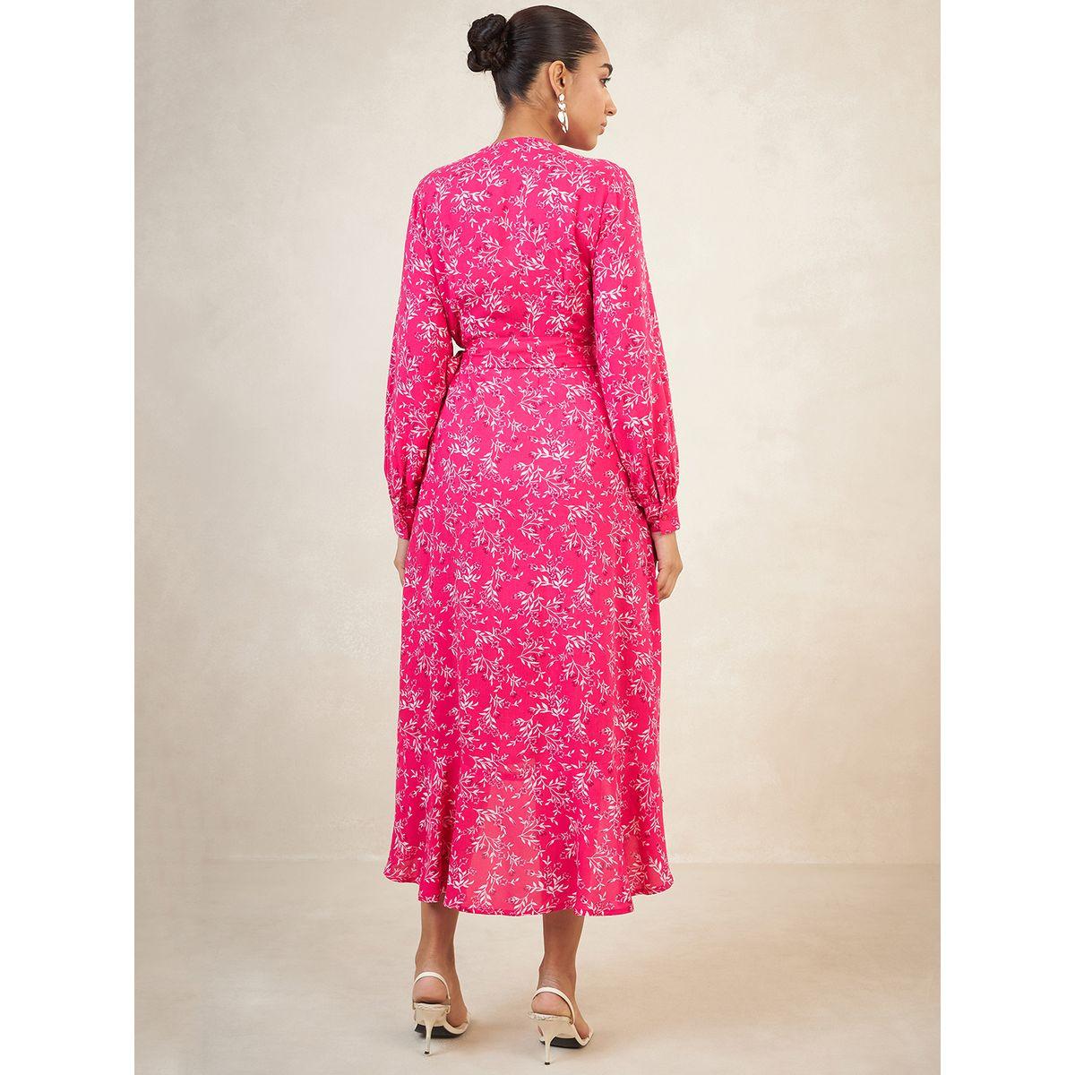Femmella X Styli  All Over Print Asymmetrical Hem Midi Wrap Dress-women-clothing-dresses-image-4