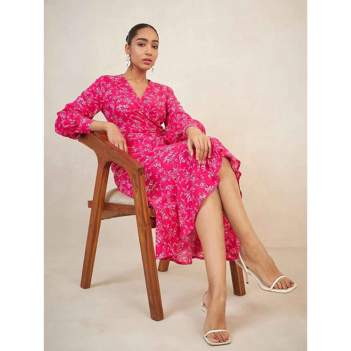 Femmella X Styli  All Over Print Asymmetrical Hem Midi Wrap Dress-women-clothing-dresses-image-6